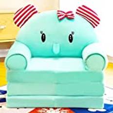 Three Layers of Folding Kids Sofa/Children Sofa/Lazy Sofa/Armchair Flip Open Plush Foldable Mini Sofa Softtoy Cute Cartoon Design Baby Seat Couch (Not Cover!with Liner Filler) (Blue Elephant)