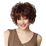 Hair Coloring Brush Short Wigs Hair Hair Synthetic Party Brown Party Women Full Wig Wavy Curly Wigs wig Bridal Hair Pieces (a-brown, One Size)