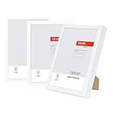 nielsen Photo Frame 5x7, 13x18cm Aluminium Picture Frame Set of 3, Atlanta White Photo Frame 5x7 with Protective Float Glass Glazing and Push and Turn Clips - Matt White