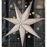 BRUBAKER 23.6 inches (60 cm) Christmas Star for Indoor - Hanging LED Advent Star - Light Star for Window and Christmas Decoration - Illuminable with Battery - 3D Christmas Paper Star Deco - Silver
