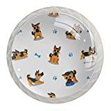 German Shepherd Dog Paw Seamless 4PCS Glass Cupboard Cabinet Door Knobs Drawer Pulls Handle Kitchen Cabinet Knobs Drawer Handles Hardware