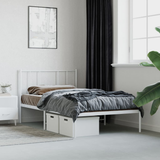 vidaXL Metal Bed Frame with Headboard White 100x200 cm - White