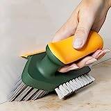 Floor Scrub Brush, 4 in 1 Bathroom Cleaning Brushes, Scrubbing Brush with Comfort Handle, Scrubber for Kitchen, Tile Joint, Bath, Sink, Window
