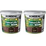 Ronseal 5L One Coat Fence Life Fence Paint Bundle Deal 2 for £22.95-2 x 5L Tubs = 10L - Dark Oak