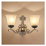 Wall Lamps Compatible with Living Room Copper Living Room Background Wall Lamp - Retro Bedroom Study Hallway Wall Light Wall-mounted E27 Holder with Glass Lampshade Indoor Lighting Wall Sconces ,Moder