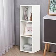 PACHIRA Bookcase with 3 Levels, 1 x 3 Wooden Bookcase, Step Shelf, Standing Shelf with 3 Compartments, Open Storage Shelf, Cube Shelf for Clothes, Toys, Office Shelf for Living Room, Bedroom