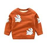 Unisex Baby Knitted Sweater Long Sleeve Fleece Warm Blouse Pullover Sweatshirt Rabbit&Brick Red 12-24 Months/90
