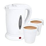 Compact 0.5 Litre Dual Voltage Electric Travel Kettle with Two Cups