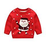 Unisex Baby Knitted Sweater Long Sleeve Fleece Warm Blouse Pullover Sweatshirt Santa Claus&Red 6-12 Months/80
