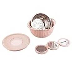iFutniew Food Strainers and Colanders Pasta Strainer Rice Strainer Fruit Cleaner Wash Salad Spinner Strainers for Kitchen Easy Install Pink