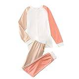 Xmiral Toddler Girls Boys Winter Long Sleeve Tops Pants 2PCS Outfits Clothes Set for Babys Clothes Underwear Set Girls 6 Months Clothes (Pink, 8-9 Years)