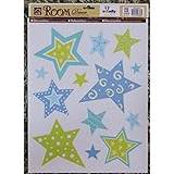 e-baby-store Blue And Green Star Wall, Furniture Stickers For Nursery, Childrens, Childs, Kids, Baby, Boys, Girls Bedroom, Playroom. Decals, Stickarounds, Murals, Wallpaper, Adhesives.
