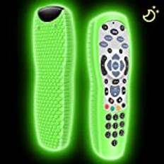 Cover for SKY+ HD Remote Control, Protective Silicone Case SKY Plus HD TV Remote Controller Sleeve Skin Holder Battery Back Protector Universal Replacement(Glow Green)