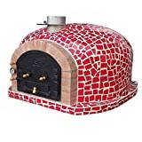 Superior Red Mosaic Wood Fired Pizza Oven With Cast Iron Flue And Mosaic Tiles