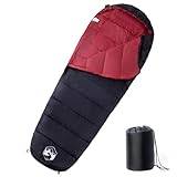 vidaXL Mummy Sleeping Bag for Camping, Hiking - Water-Resistant, Polyester, Polypropylene Filled, 215x85 cm - Black/Red