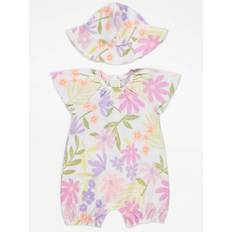 George Pastel Floral Romper and Hat Outfit - Multi (0-3 Mths)