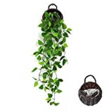 ANZOME Artificial Ivy Garland Artificial Hanging Plants Indoors, Hanging Basket Plants, Artificial Trailing Plants Outdoor, Fake Ivy Hanging Vines for Home Wall Wedding Party Garden Decor