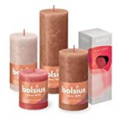 Bolsius Rustic Candle Gift Set - True Love - Box of 4 Candles and 1 Reed Diffuser - Long Burning Time - Household Candle - Interior Decoration - Vegan Wax - No Palm Oil - Mother's Day