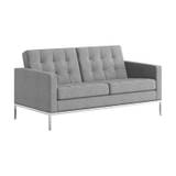 Knoll International - Florence Knoll 2-Seater Sofa - silbergrau/Stoff Knoll Velvet K78471/ohne Knöpfe - silver grey (82.0 x 159.0 x 80.0cm)