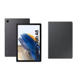 Samsung Galaxy Tab A8 10.5" Tablet (64 GB, Graphite) & Book Cover (Dark Grey) Bundle, Silver/Grey