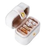 VALINK Travel Jewelry Ring Case, Multifunctional Mini Travel Jewelry Case,Small Jewelry Ring Box,Ring Holder for Travel,Wedding,Bridesmaid Gift Rice White