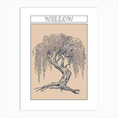 Willow Tree Minimalistic Drawing 2 Poster Art Print by Bough And Bloom Artistry