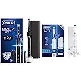 Oral-B Smart 4 Electric Toothbrush with Smart Pressure Sensor, App Connected Handle, Black & Smart 4 Electric Toothbrush with Smart Pressure Sensor, App Connected Handle, White