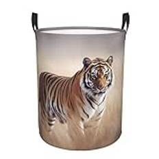 Large Laundry Basket Tiger Walking in The Grassland Print Laundry Hamper Collapsible Laundry Baskets Freestanding Waterproof Laundry Bag for Bedroom Bathroom Laundry Room