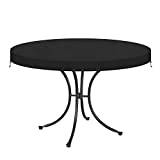 VANSHEIM Outdoor Table Top Protective Cover Garden Table Cover Round Patio Table Cover for Outdoor Bistro Table and Folding Table with Heavy Duty Oxford Fabric Weatherproof Covers Ø112X10cm