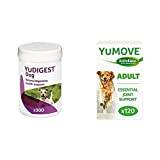 Lintbells | YuDIGEST Dog | Probiotics for Dogs with Sensitive Digestion | 300 Tablets & YuMOVE Adult Dog | Hip and Joint Supplement for Stiff Adult Dogs| Aged 6 to 8 | 120 Tablets
