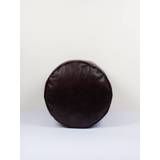 Moroccan Leather Plain Drum Pouffe, Dark Chocolate