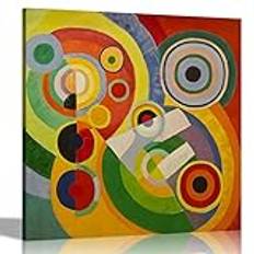 Artley Prints - Rhythm: Joy of Living by Robert Delaunay Canvas Wall Art Home Decor | Abstract Pictures for Living Room, Bedroom, Office 86 x 86 cm (34 x 34 inches)