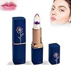 Crystal Jelly Flower Lipstick, Magical Color Changing Lipstick and Lip Oil, Moisturizer Clear Lip Gloss Nutritious Lip Balm, Color Changing with Temperature Mood Lipstick include Benefit Vitamin (06#)