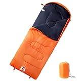 vidaXL Rectangular Sleeping Bag for Adults - Orange/Black, Water-Resistant Polyester Shell, Dual Zip, for Camping/Hiking, 3-4 Season