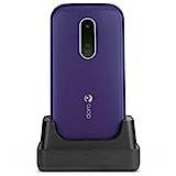 Doro 6620 Unlocked 3G Clamshell Big Button Mobile Phone for Seniors with 2.8" Screen, SOS Button with GPS, Talking Keys and Charging Cradle Included (Purple) [UK and Irish Version]