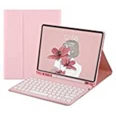 Keyboard Case for Samsung Galaxy Tab S8 Ultra 14.6" Tablet 2022 Color Keyboard Cute Round Key Wireless Detachable BT Keyboard Cover with S Pen Holder (Pink)
