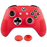 eXtremeRate Soft Anti-slip Red Silicone Controller Cover Skins Thumb Grips Caps Protective Case for Microsoft Xbox One S/Xbox One X