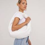 Loreen Woven Knotted Strap Detail Oversized Shoulder Bag In White Faux Leather, Women's Size UK One Size - One Size