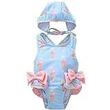 Toddler Baby Girl 1 Piece Cartoon Swimsuit Sport Bikini Set Bowknot Cute Swimwear Bathing Suit Summer (Blue, 18-24 Months)