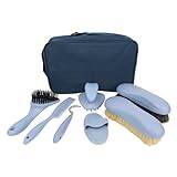predolo 8x Maintenance Set Horse Grooming Care Kit Horse Bathing Supplies Horse Cleaning Brushes for Adults, Blue