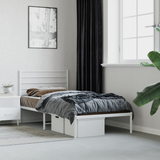 vidaXL Metal Bed Frame with Headboard White 90x190 cm Single - White