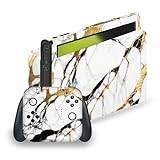 Head Case Designs White, Gold, and Black Marble Vinyl Sticker Gaming Skin Decal Cover Compatible With Nintendo Switch OLED Bundle