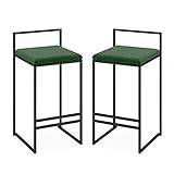 DDKYHU Barstool Set of 2, Square Counter Height Bar Stools Set of 2 for Kitchen Counter Industrial Stool Modern Upholstered Barstool Countertop Saddle Chair Island Stool (Green 75cm)