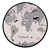 Baby Play Mat Round, 53 Inches Adventure World Map Carpet Crawling Mats Game Blanket Floor Fun Gym Play Mat Rug for Infant Kid
