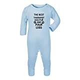 The Best Therapist Has Fur and Four Legs Baby Romper Jumpsuit with feet, 6-12 Months, Pastel Blue