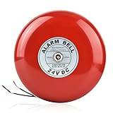 Metal Round Alarm - 24V Security Alarm Bell - Red Fire Alarm Bell with Durable Material for Home or Commercial Security Protection