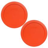 Pyrex 7201-Pc Round 4 cup Storage Lid for glass Bowls (2, Pumpkin Orange)