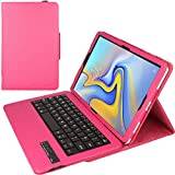 TECHGEAR Strike Folio Case fits Samsung Galaxy Tab A 10.5 Inch (SM-T590 Series) PU Leather Case with Built in Detachable Bluetooth Wireless UK QWERTY Keyboard and Stand (Pink)