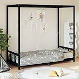 Swpsd Low Bed Frame Kids Wooden Bed Base Boys' Girls' Bedroom Furniture Black 90x190 cm Solid Wood Pine Furniture black Cots & Toddler Beds Option7