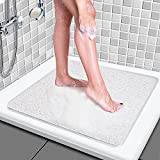 Square Shower Mat 60×60cm Non Slip Bath Mat, Square Loofah Shower Mat, Comfy Square Bath Mat, Soft Textured PVC Bath Mats Foot Massage (60cm, White)